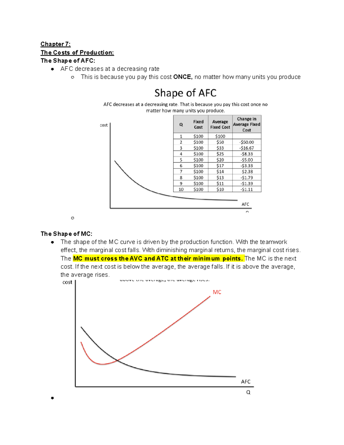 Principles Of Microeconomics Unit 7 Notes Part 3 - Chapter 7: The Costs ...