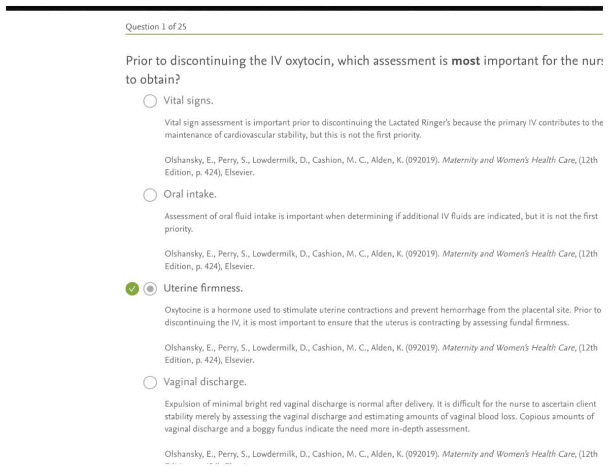 HESI Remediation Case Study Postpartum Question 1 of 25 Prior to