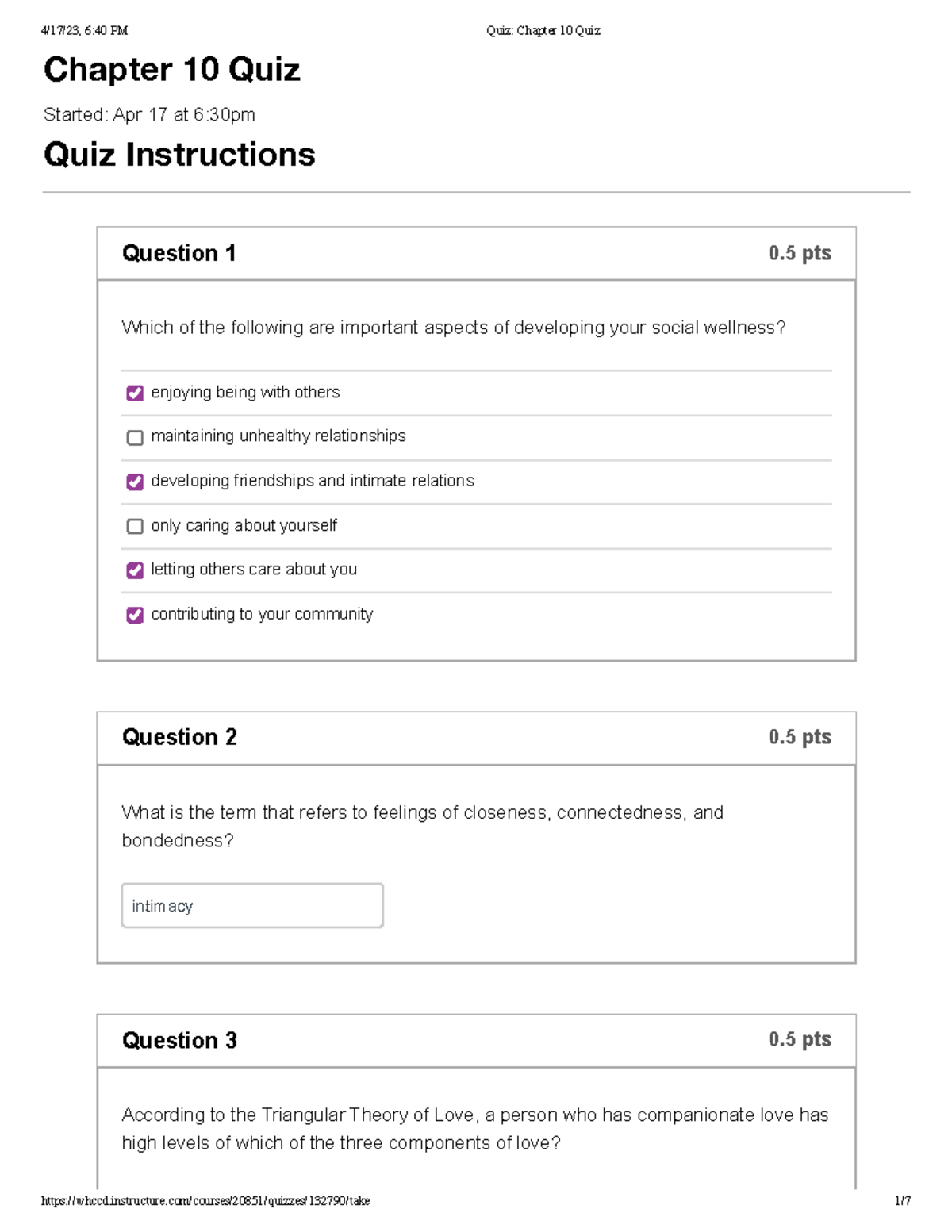 Quiz Chapter 10 Quiz - Answers For Health Quiz - Chapter 10 Quiz ...