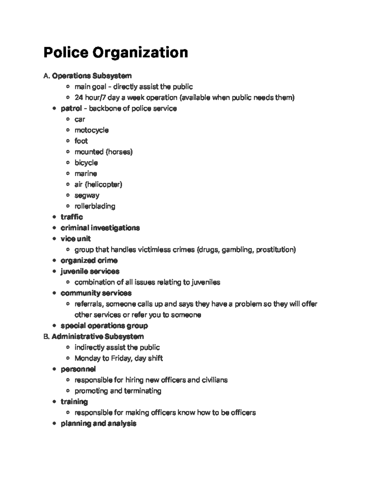 Police Organization - Laure Brooks - Po l i c e O rg a n i z a t i o n ...