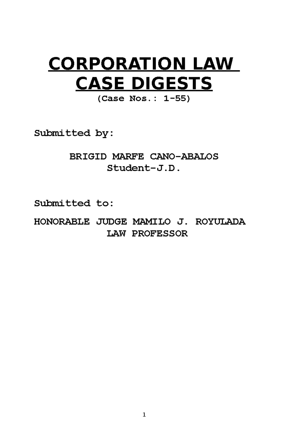 law case of corporation CORPORATION LAW CASE DIGESTS (Case Nos. 155
