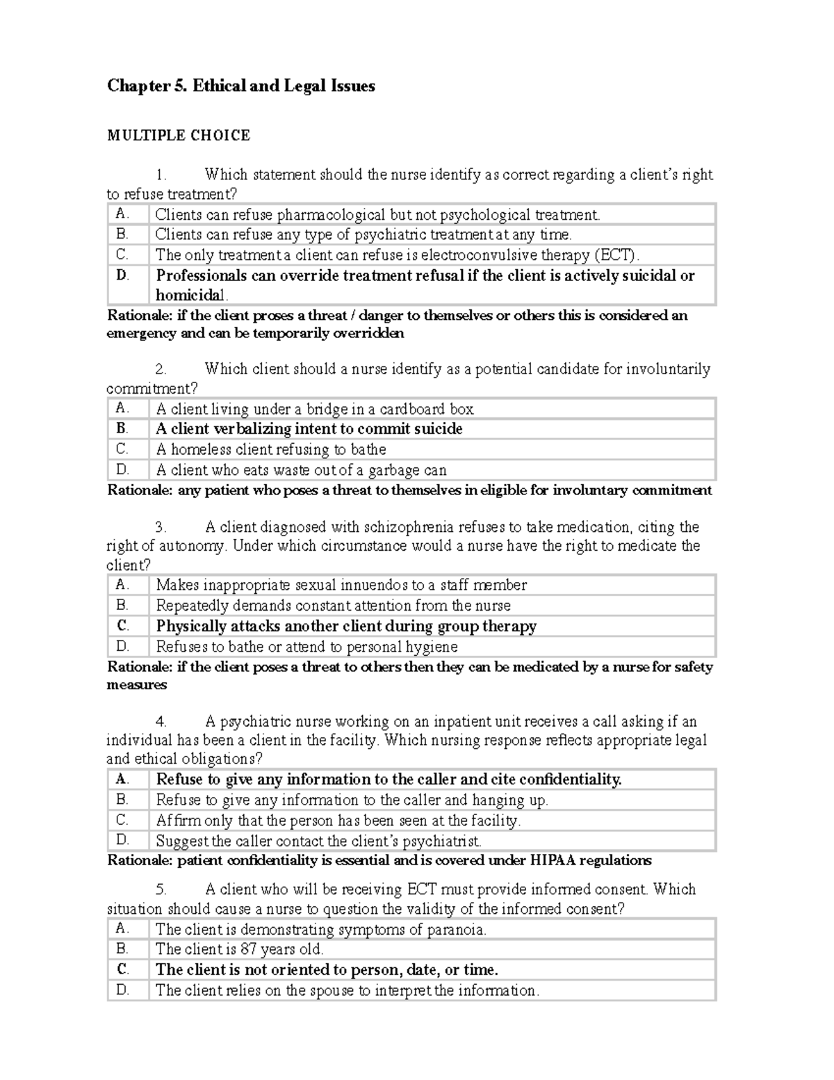 Ch05 Review Questions - Chapter 5. Ethical And Legal Issues MULTIPLE ...