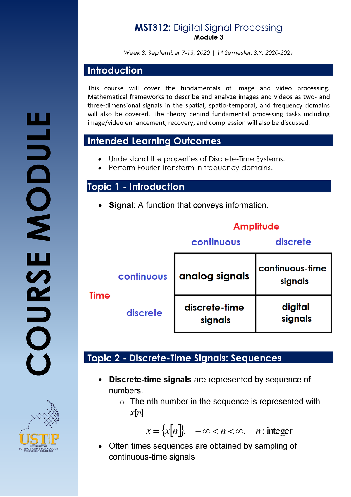 Week 3 - Discrete-Time Signals And Systems Part 1 Lecture Notes ...