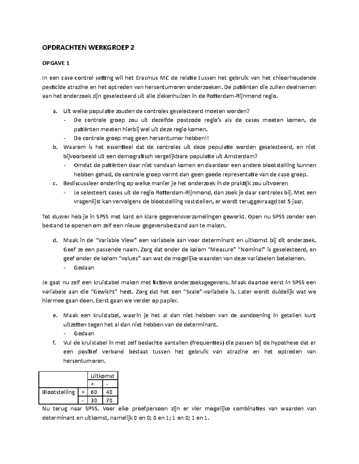 Werkgroep 2 Methodologie I - OPDRACHTEN WERKGROEP 2 OPGAVE 1 In Een ...