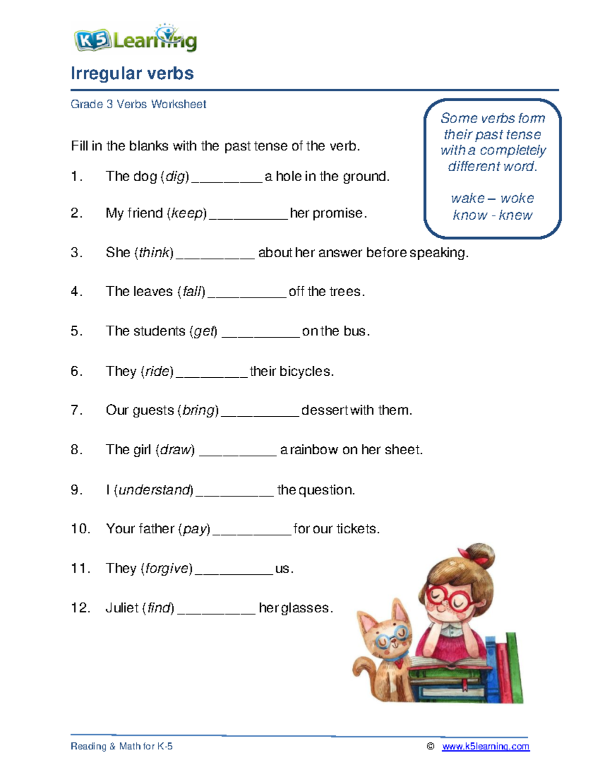 Grade 3 irregular verbs c - Irregular verbs Grade 3 Verbs Worksheet ...