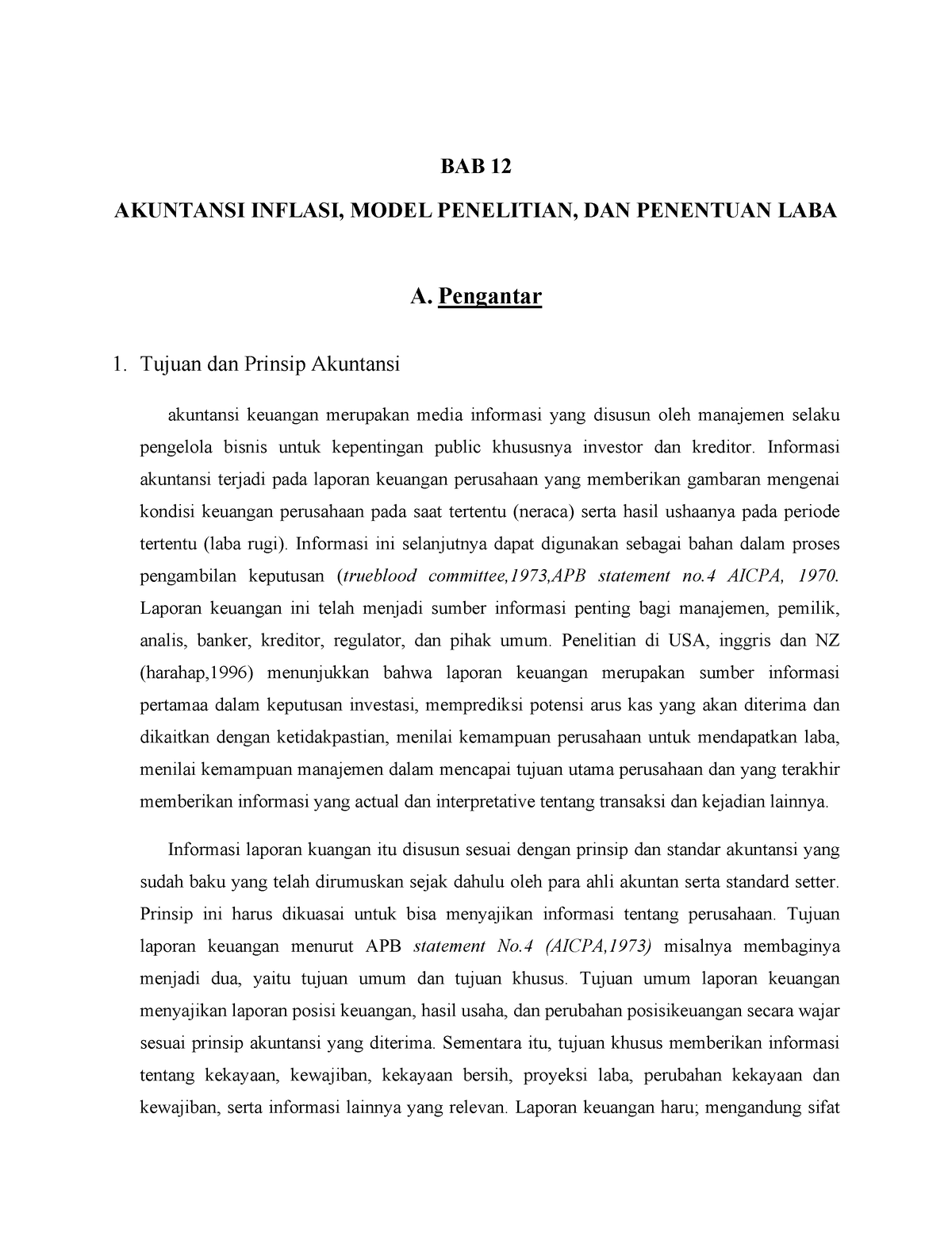 Bab 12 - Inflasi - BAB 1 2 AKUNTANSI INFLASI, MODEL PENELITIAN, DAN ...