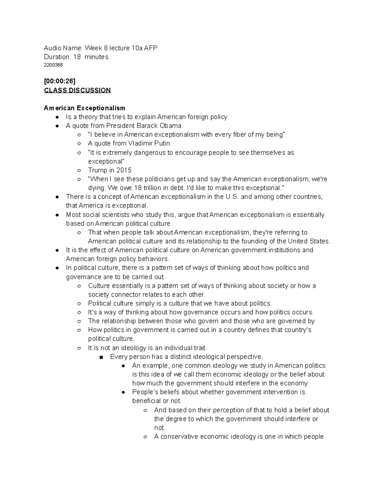 Week 8 lecture 10a AFP Summary Notes - Audio Name: Week 8 lecture 10a ...