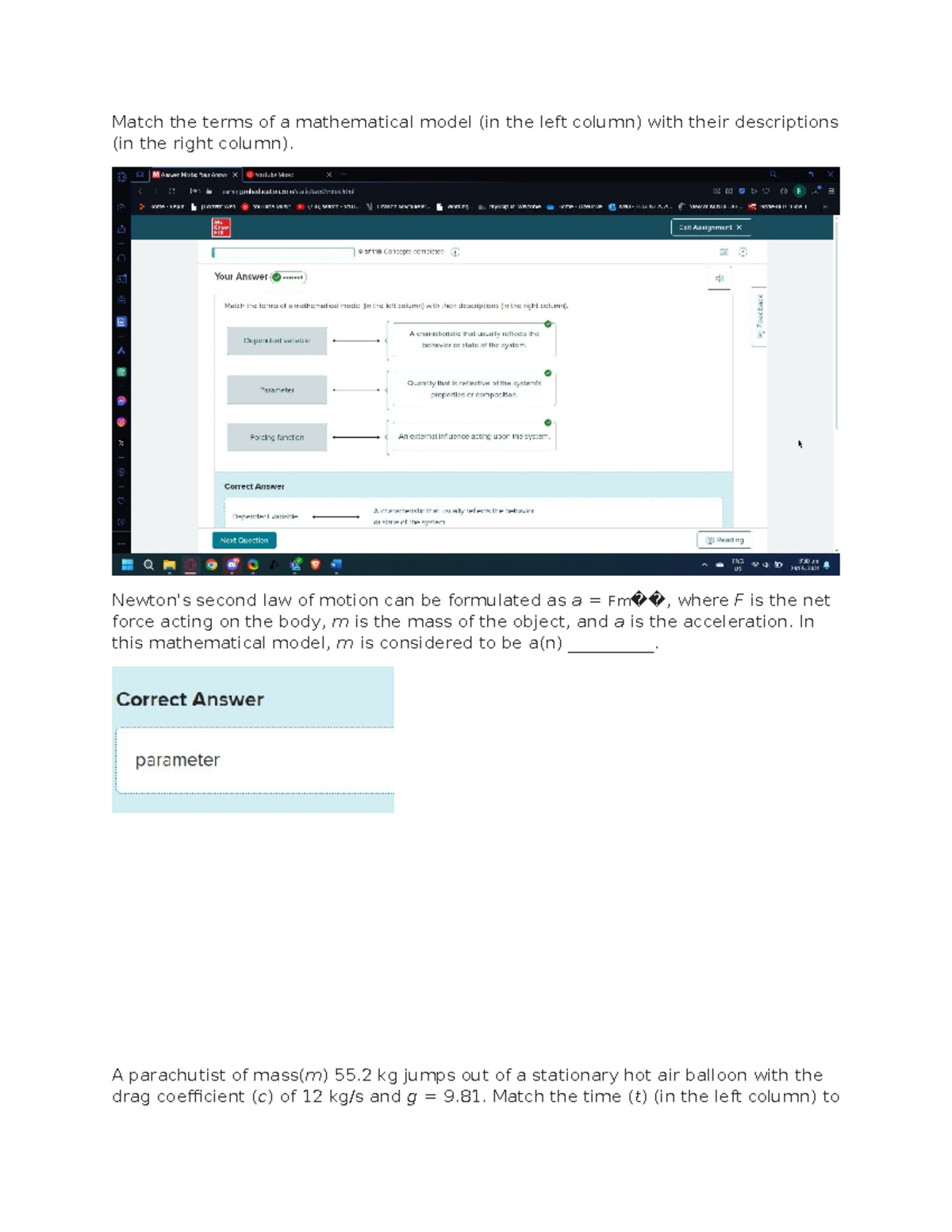 Mcgrawhill-answers-mod1 - Match The Terms Of A Mathematical Model (in ...