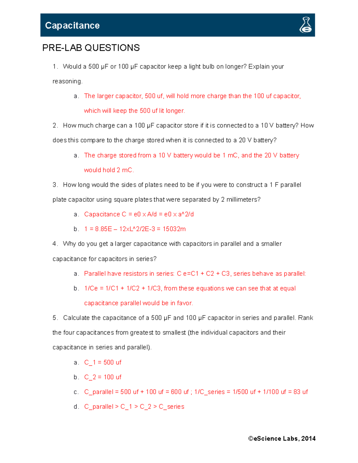 Lab 21 Escience lab assignments. Each have detailed answers along