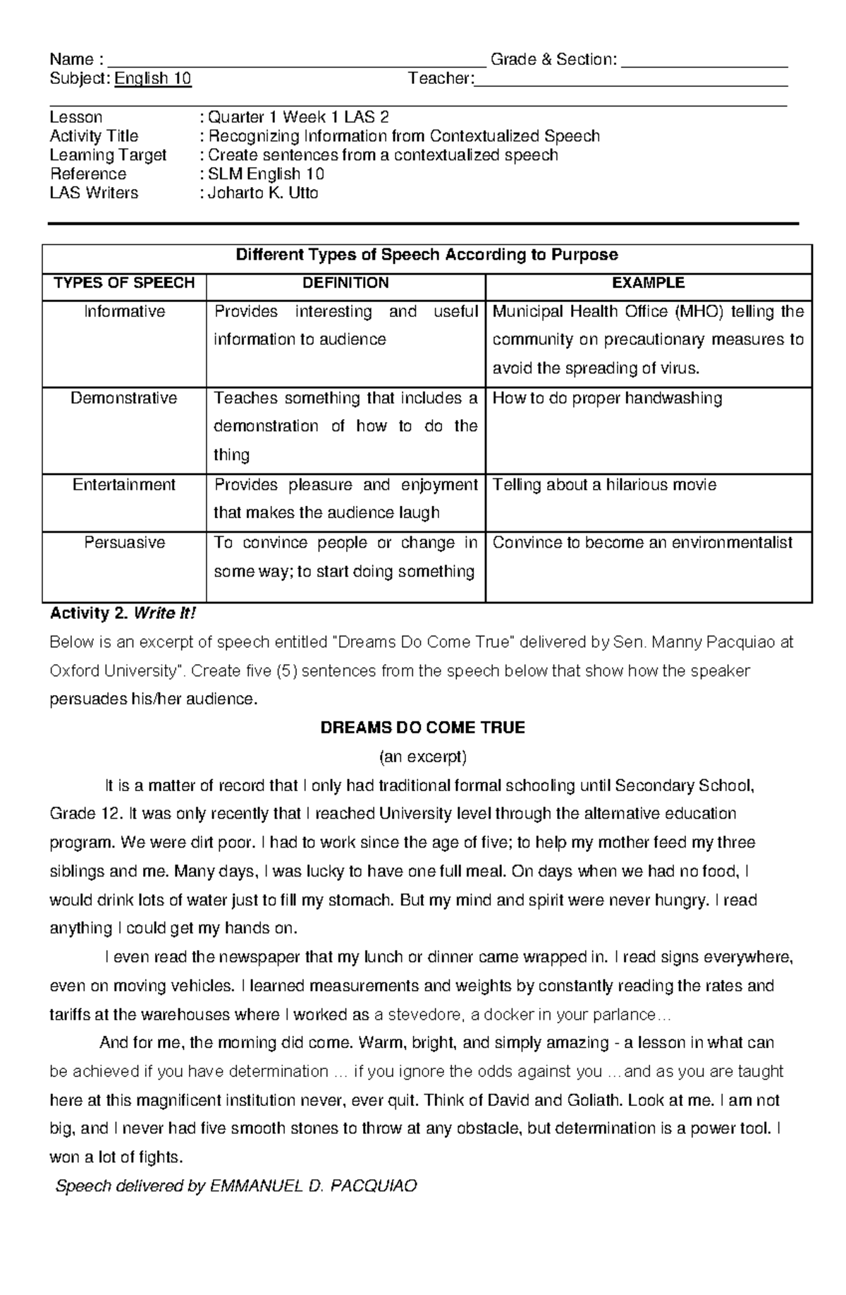 Engl10 W1 Las-2 - Acts - Name 