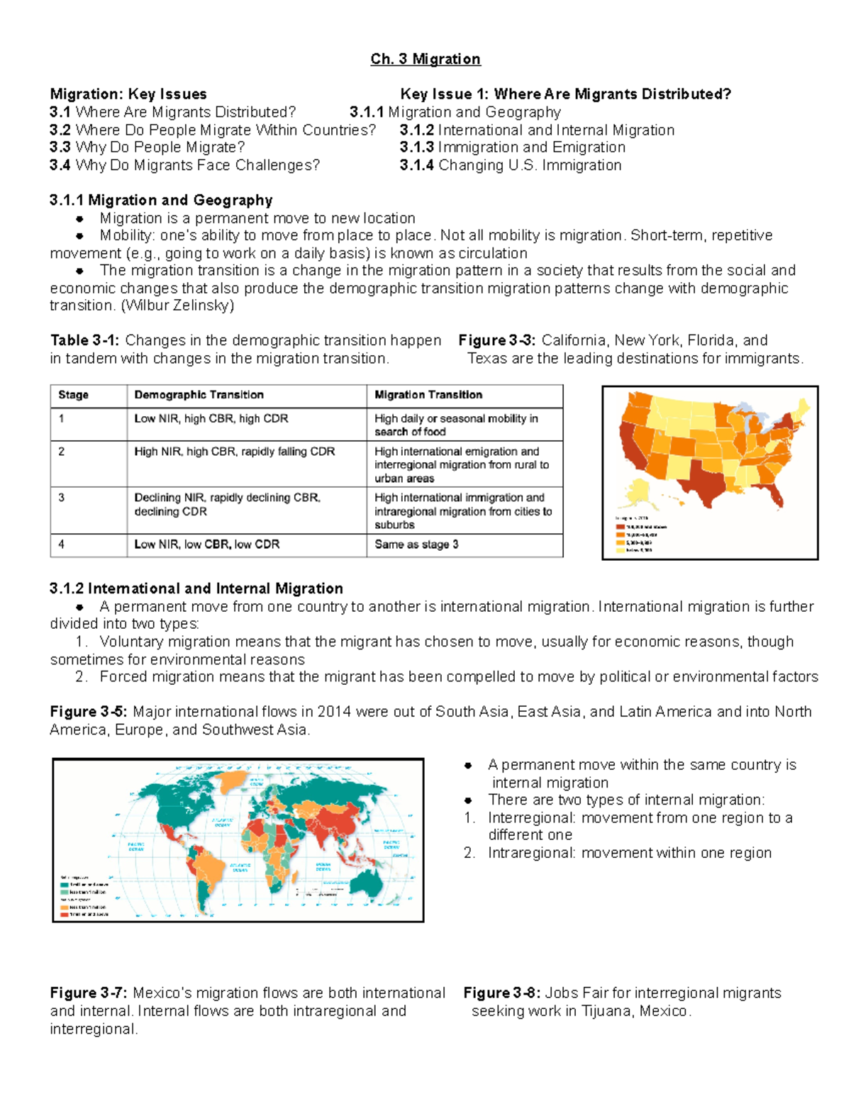 Geo 102 Ch.3 Migration - Notes - Ch. 3 Migration Migration: Key Issues ...