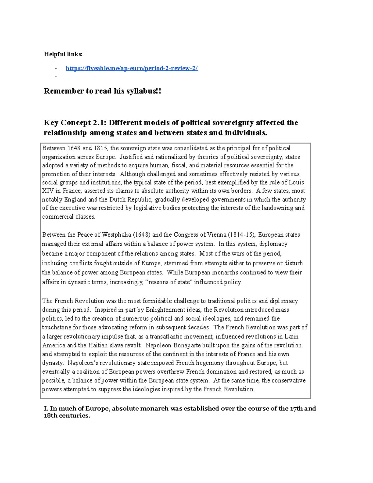 European HIstpory Aaa Helpful Links Fiveable ap euro period 2 review 