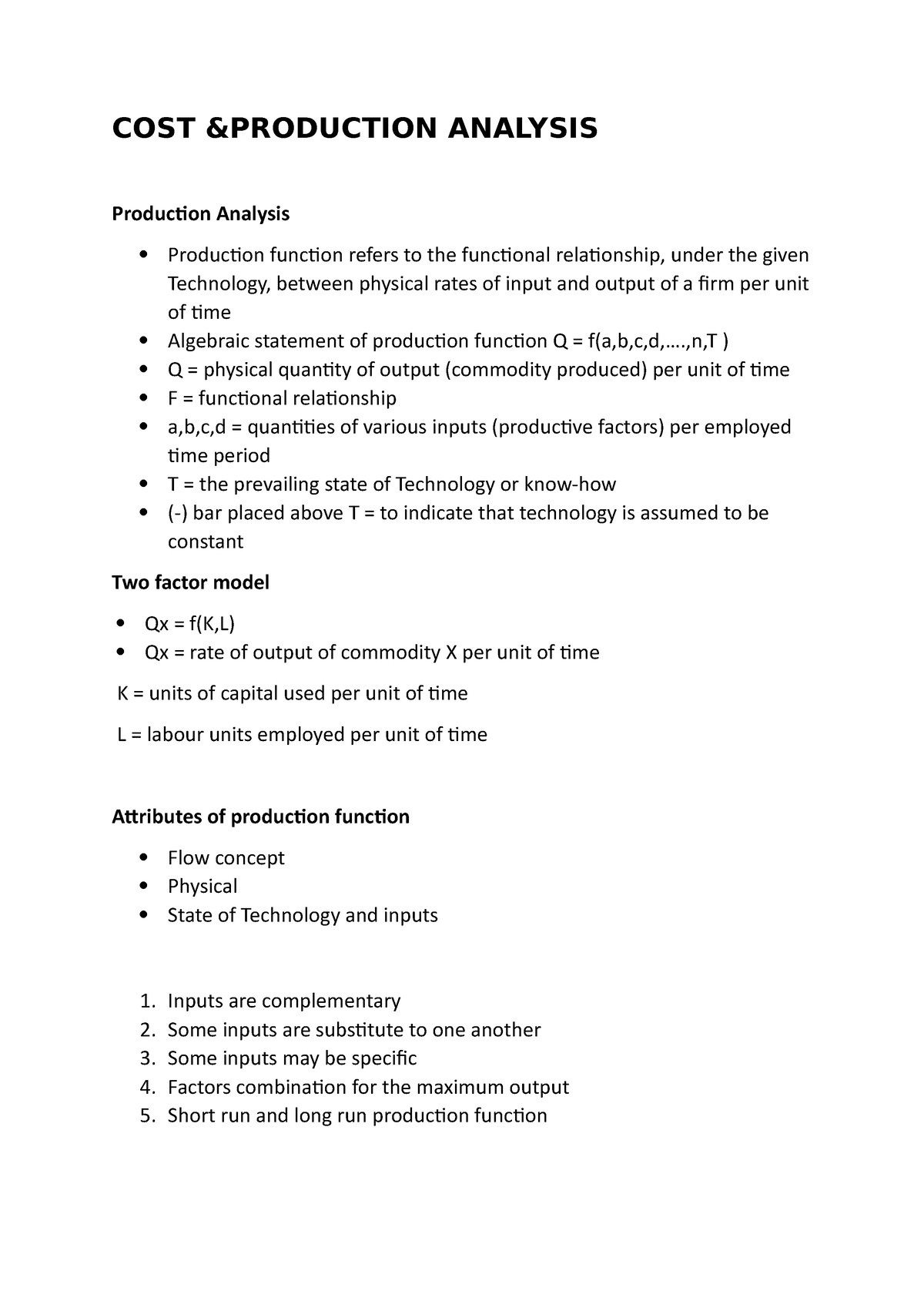 What Is Cost And Production Analysis