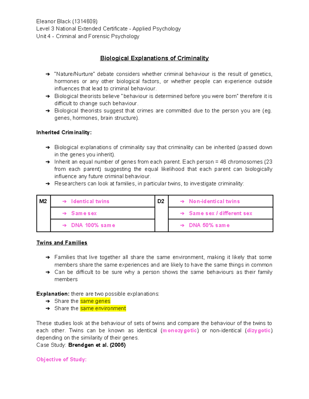 Criminal Psychology - notes from lesson - Level 3 National Extended ...