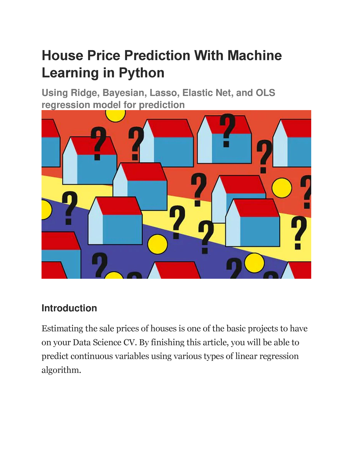 research paper on house price prediction using machine learning