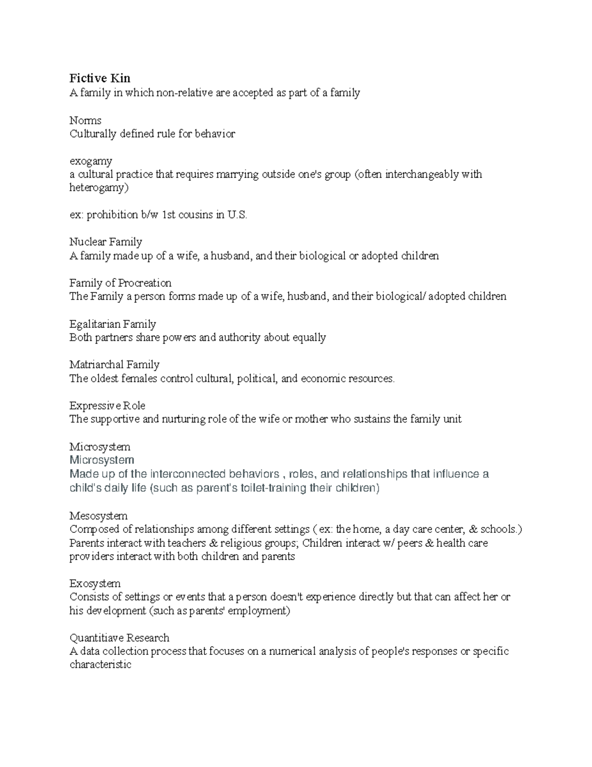 Fcs 440 fcs 330 lecture notes Fictive Kin A family in which non