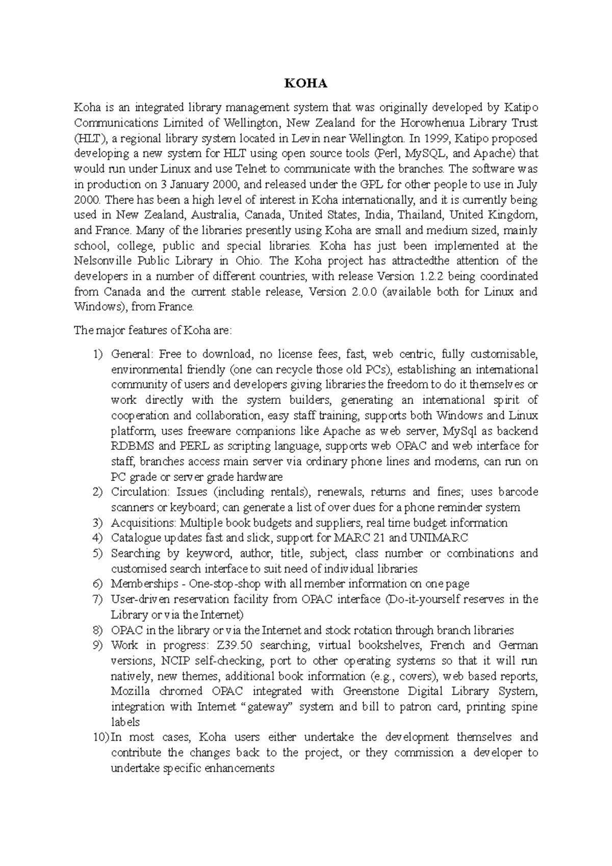 4 1 Koha Soul Essay On Library Automation System KOHA Koha Is An 