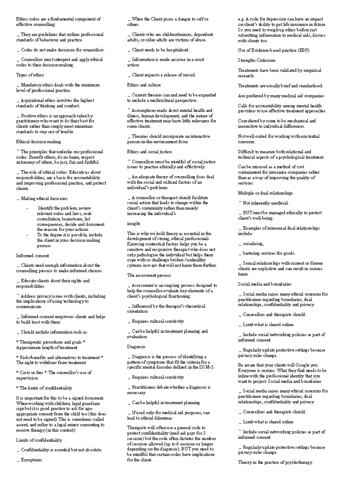 Psychotherapy Notes - Ethics codes are a fundamental component of ...