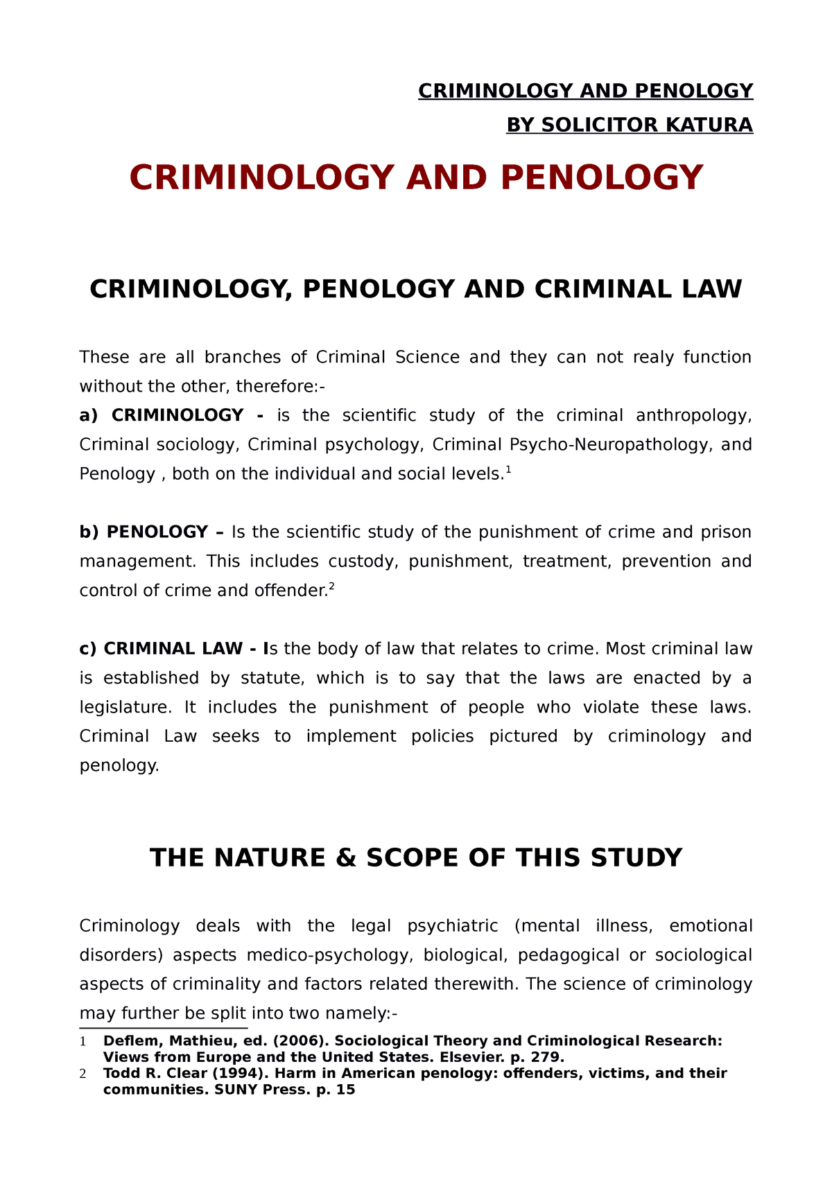 Criminology AND Penology BY Solicitor KA - BY SOLICITOR KATURA ...