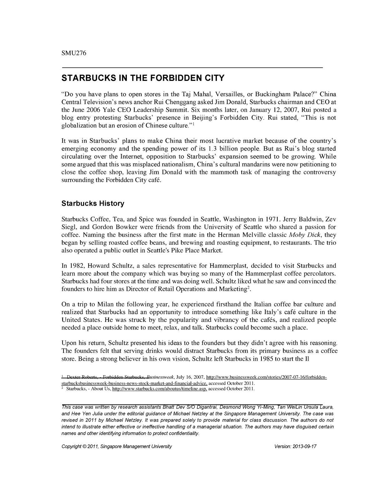 starbucks in forbidden city case study