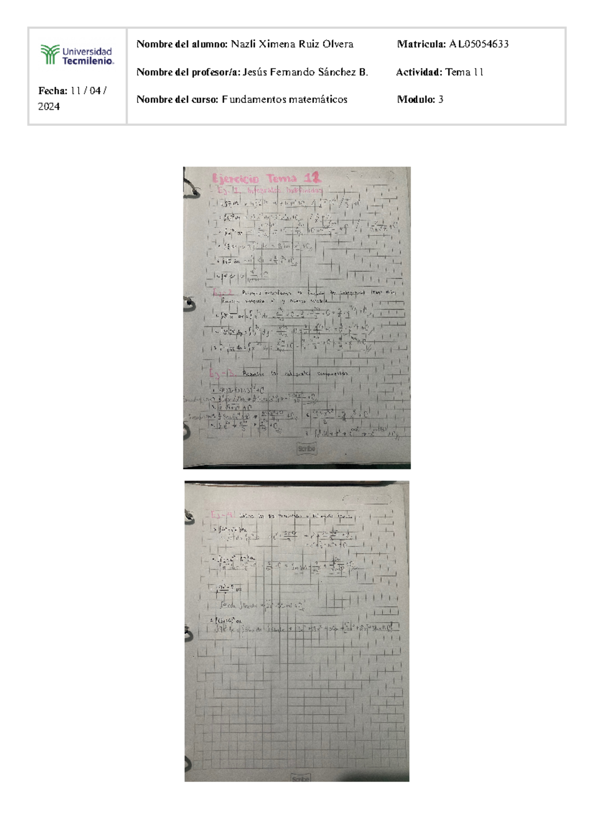 Ejercicios Tema 11 - Fundamentos matemáticos - Fecha: 11 / 04 / Nombre ...