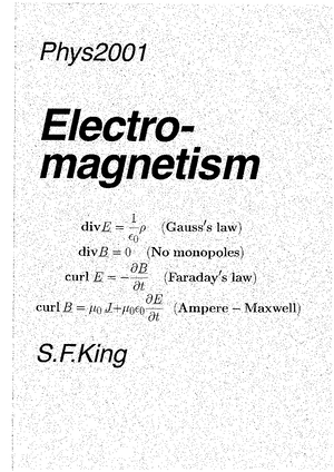 Electromagnetism - PHYS2001 - Studocu