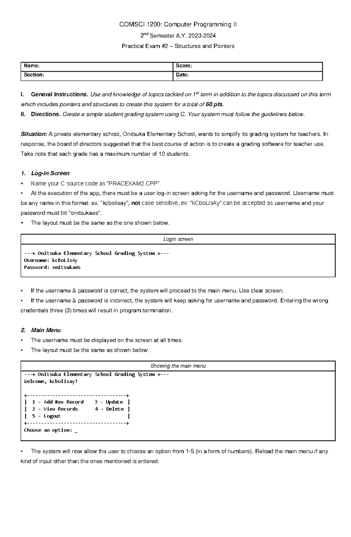 Sample - Justify - COMSCI 1200 : Computer Programming II 2 nd Semester ...