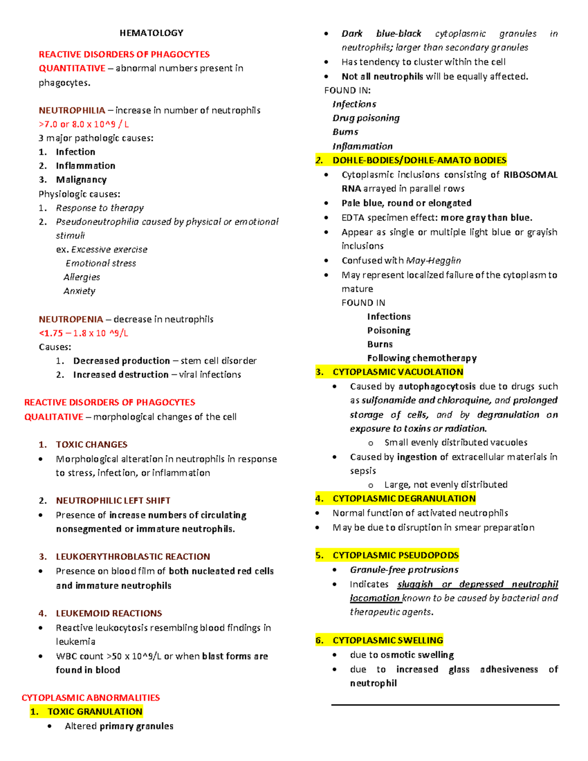 Hematology wbc abnormalities - HEMATOLOGY REACTIVE DISORDERS OF ...