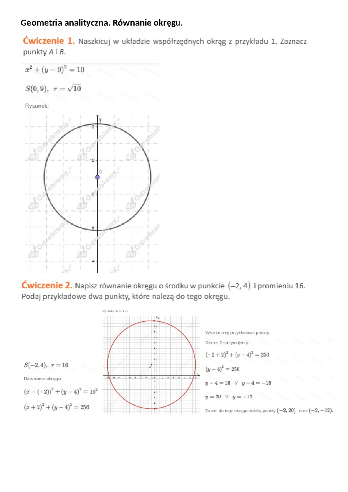 Geometria analityczna. Równanie okręgu - Matematyka - Zakres podstawowy