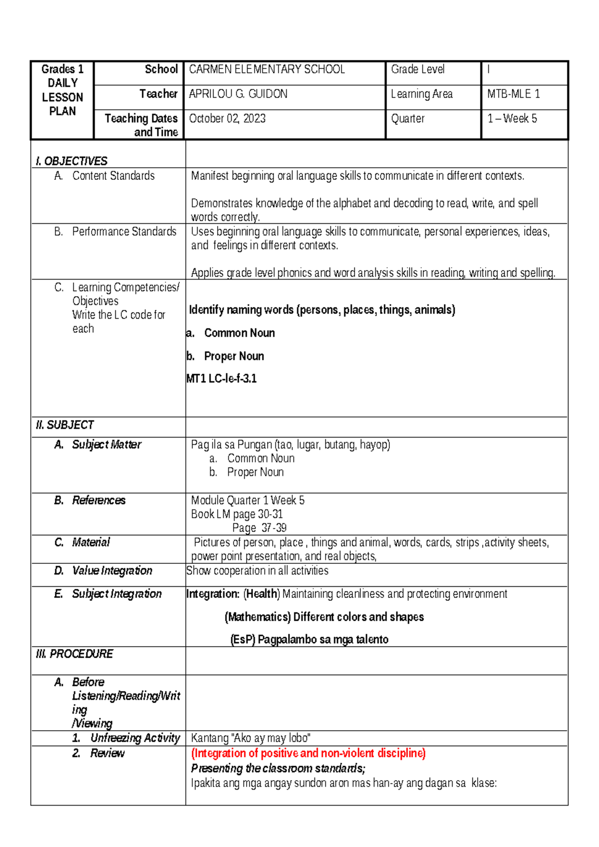 Pungway- Lesson-PLAN-MTB-4TH-COT- Final-2 - Copy - Copyle - Grades 1 ...