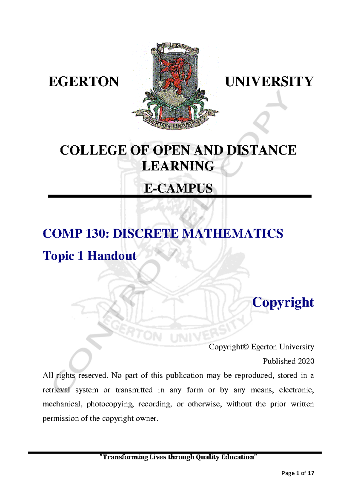 COMP 130 - Discrete Mthematics for computer science students ...