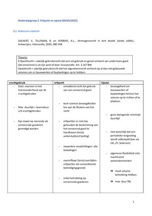 Voorbereiding OG 1 Belgisch Deel Zakenrecht - Erfdienstbaarheden - OG 1 ...