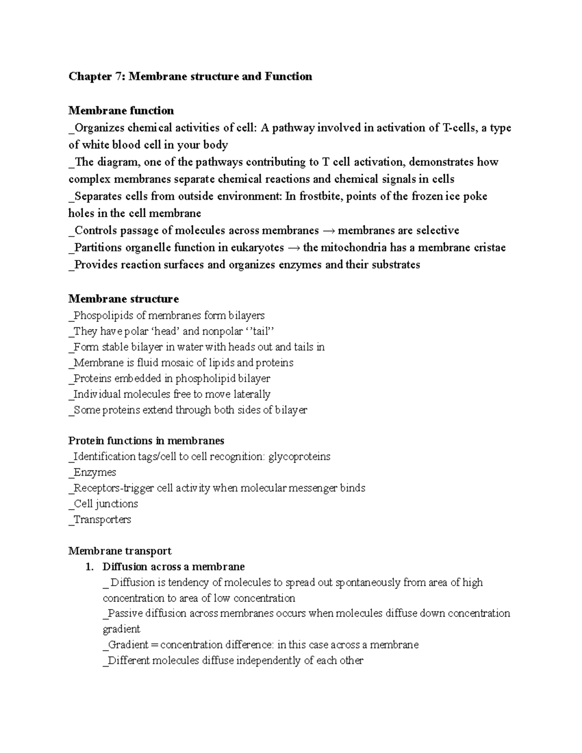 Chapter 7 Membrane Structure And Function - Chapter 7: Membrane ...