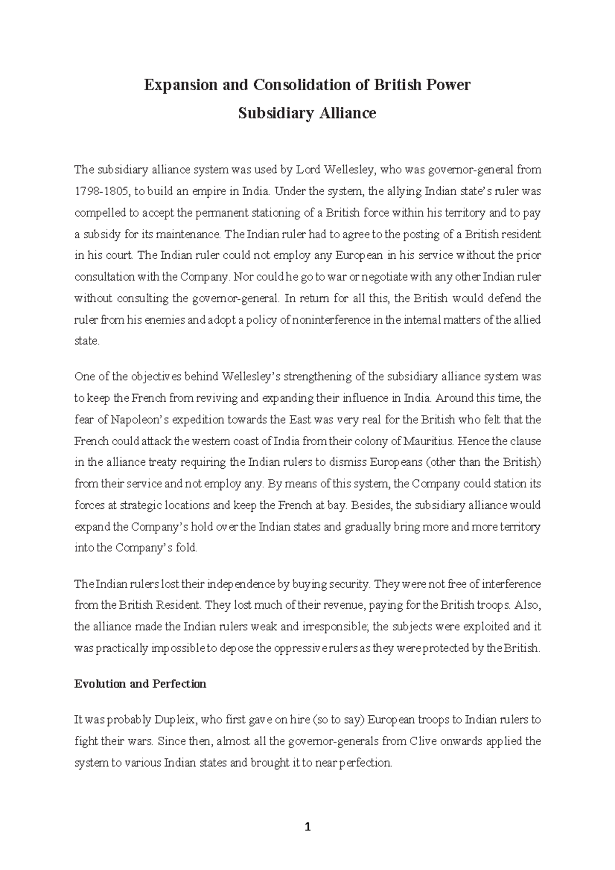 Subsidiary Alliance and Doctrine of Lapse Modern Indian History AMU