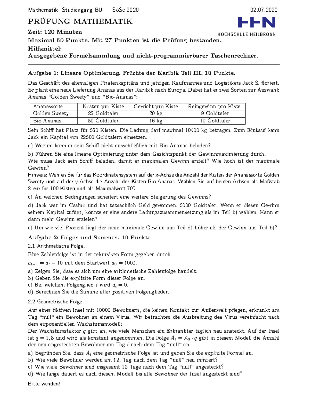 Mathe Pruefung BU So Se20 Loesungen - Mathematik Studiengang BU SoSe ...