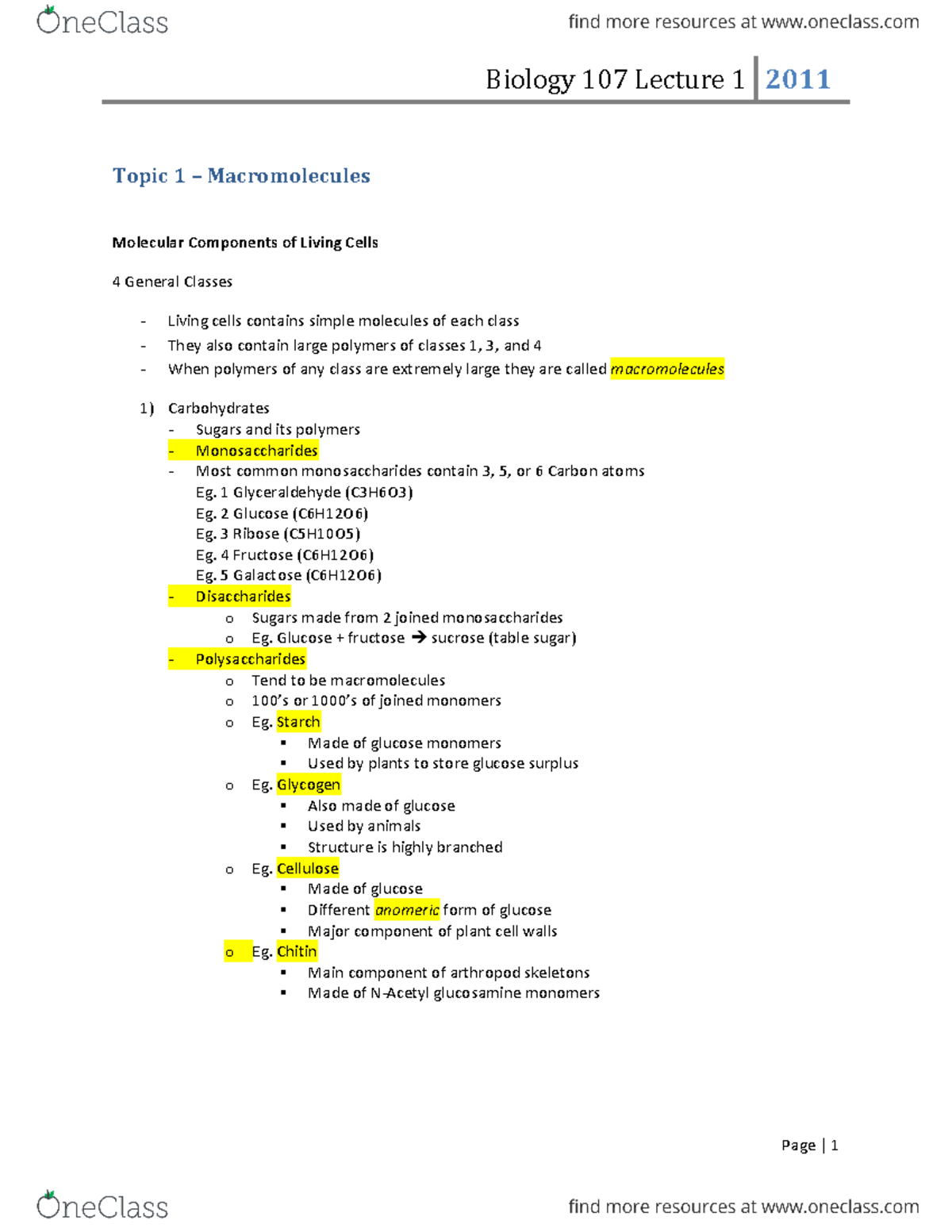 BIOL 107 Notes - Summary Introduction To Biological Diversity - Biology ...