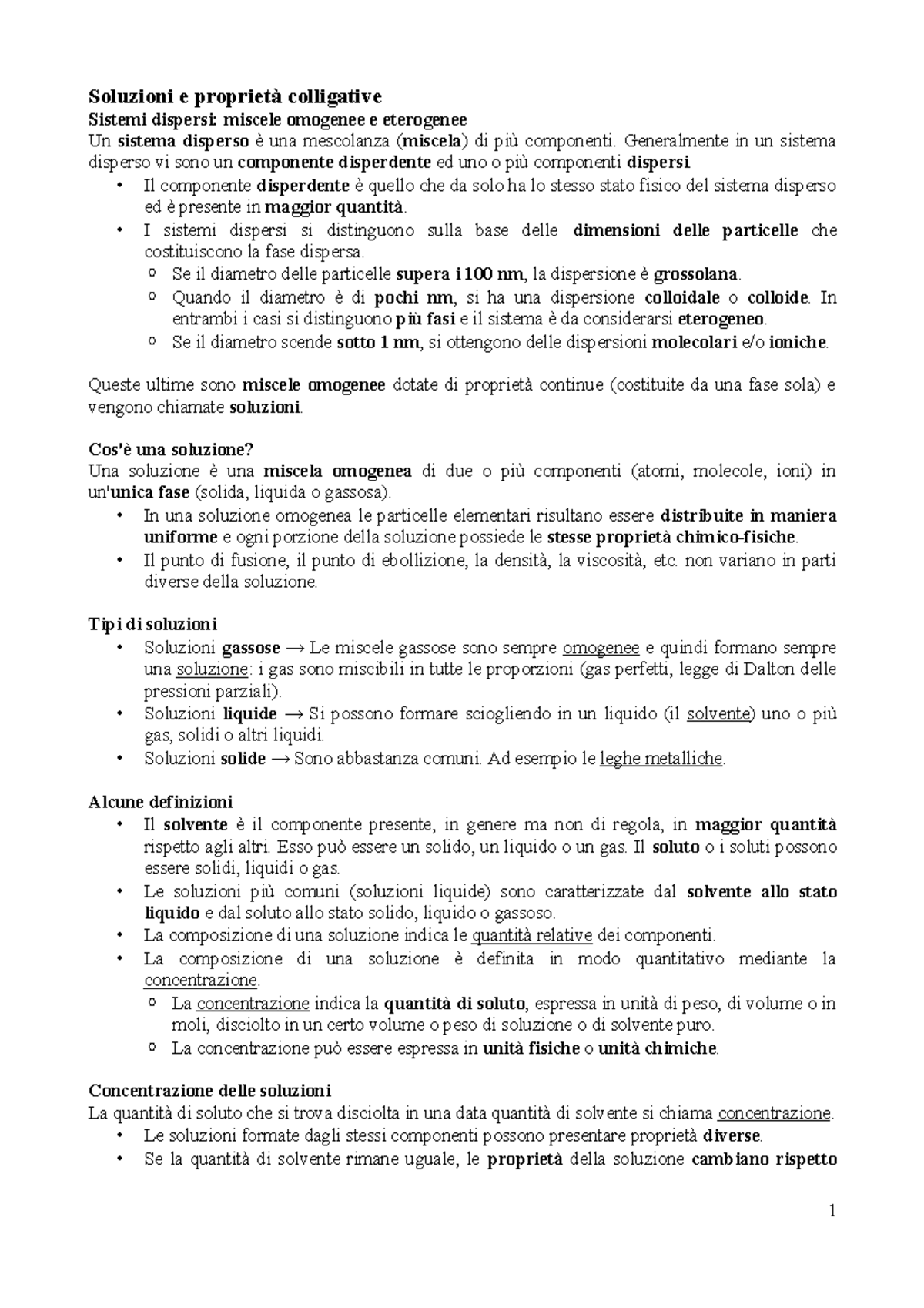 Appunti Chimica 13 Soluzioni E Proprietà Colligative A A 2014