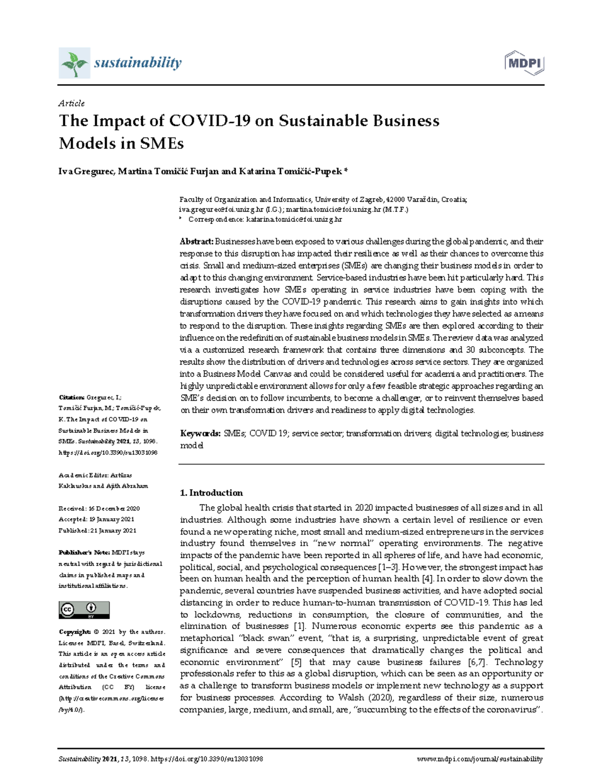 The Impact of Covid-19 on Sustainable Business Mod - Sustainability ...