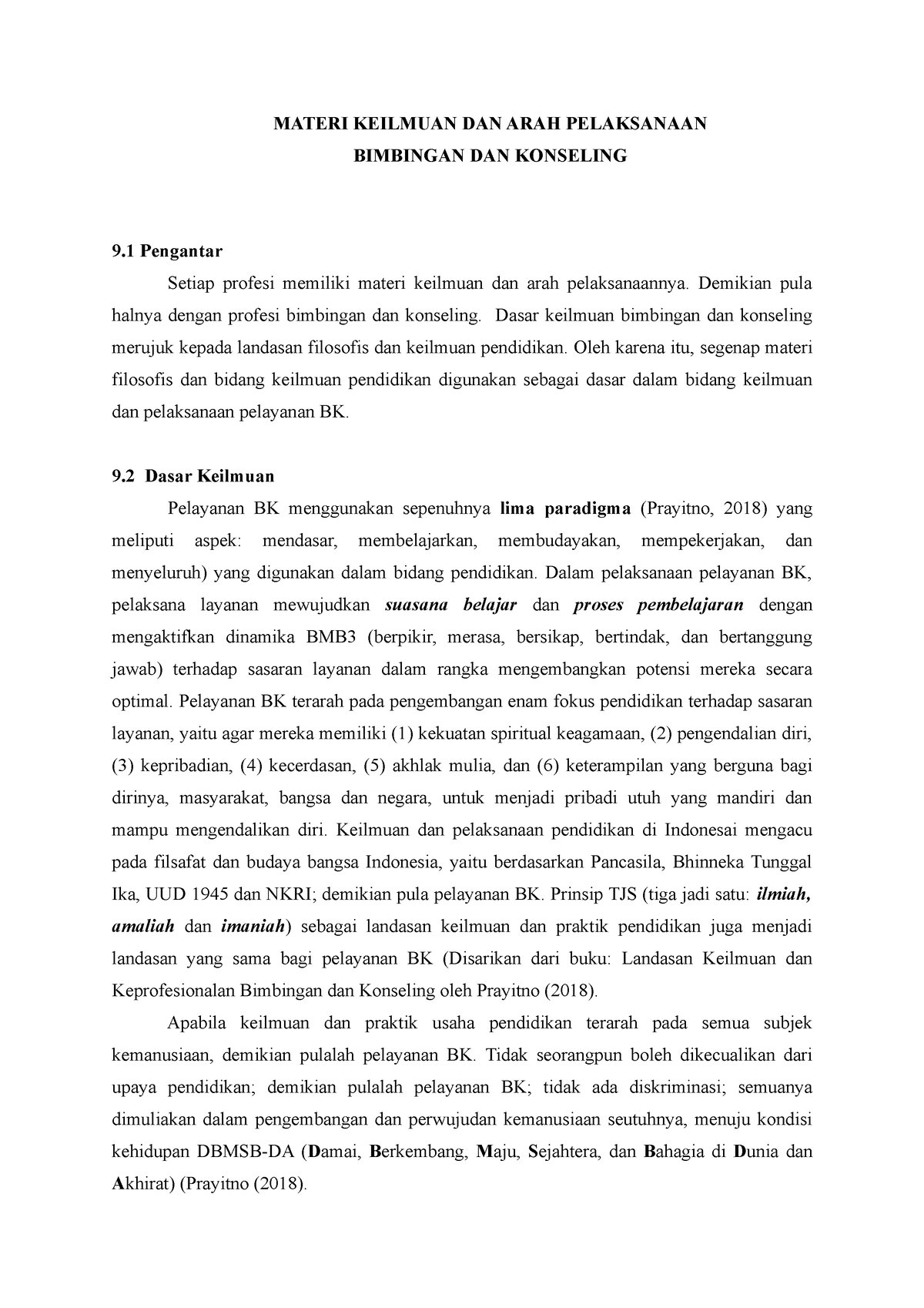 Materi Keilmuan DAN ARAH Pelaksanaan - MATERI KEILMUAN DAN ARAH ...