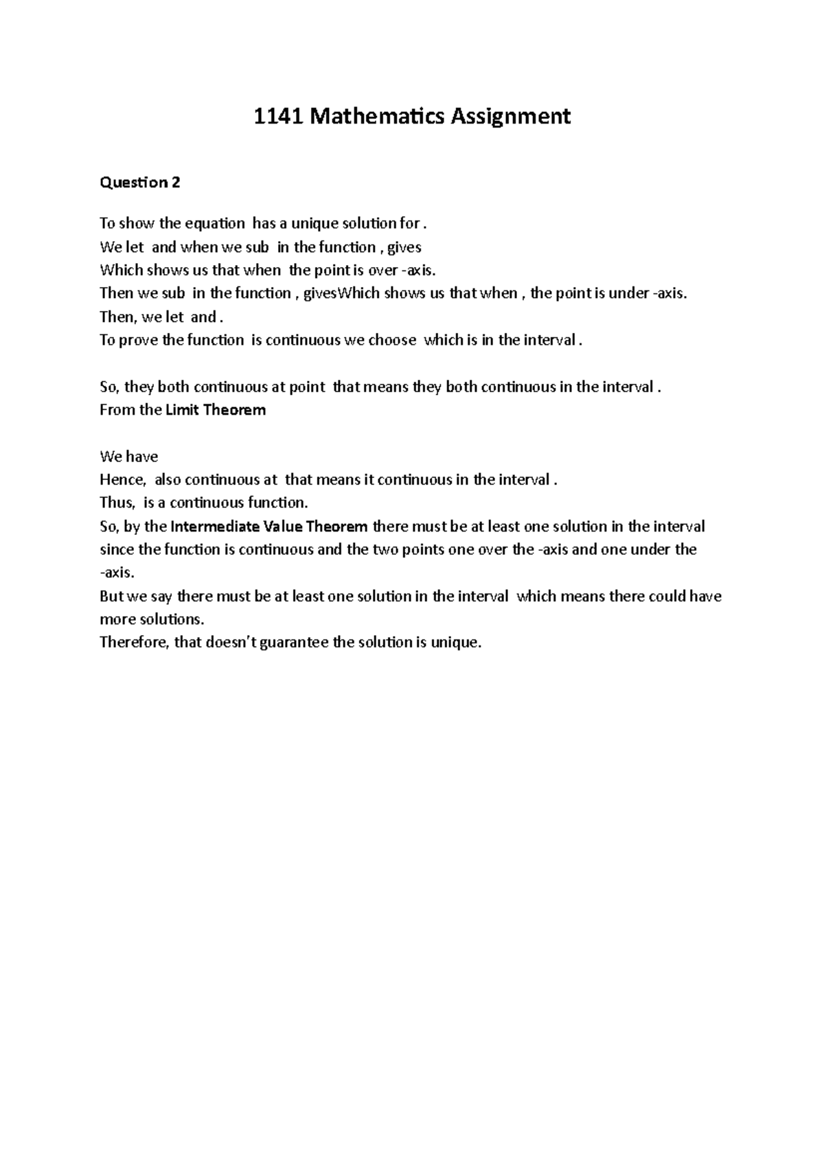 Higher Mathematics 1 A 1141 Mathematics Assignment - 1141 Mathematics ...