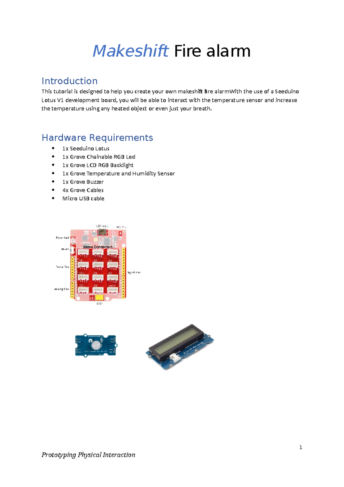 Assignment 1 Making microcontroller Makeshift Fire alarm Introduction