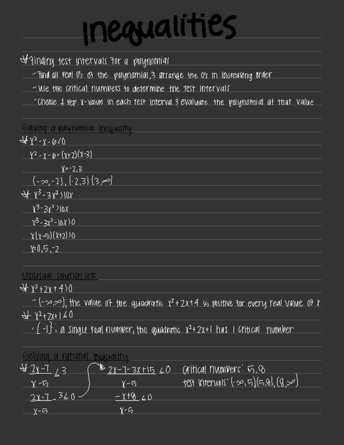 1 - Chapter 1 - Inequalities ####### * Finding test intervals 7-or a ...