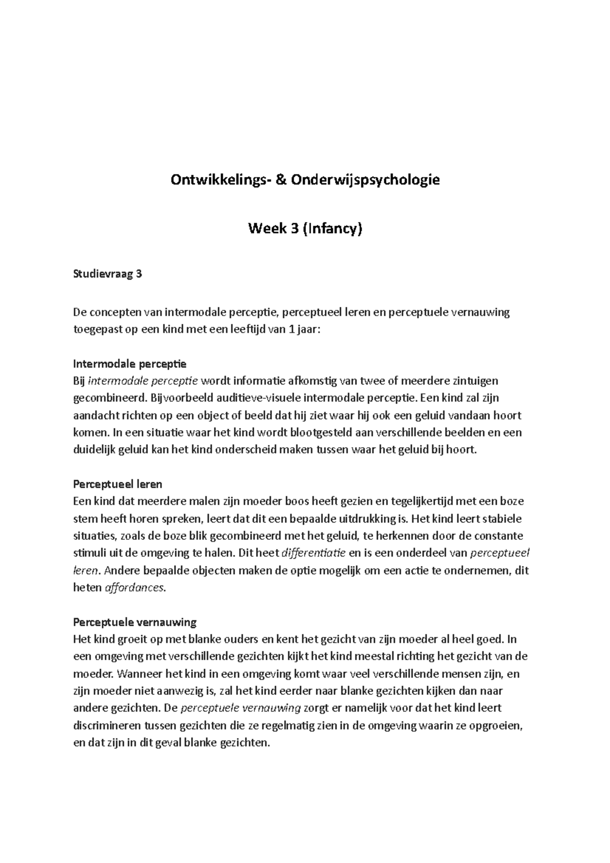 O&O Studievraag 3 - Ontwikkelings- & Onderwijspsychologie Week 3 ...