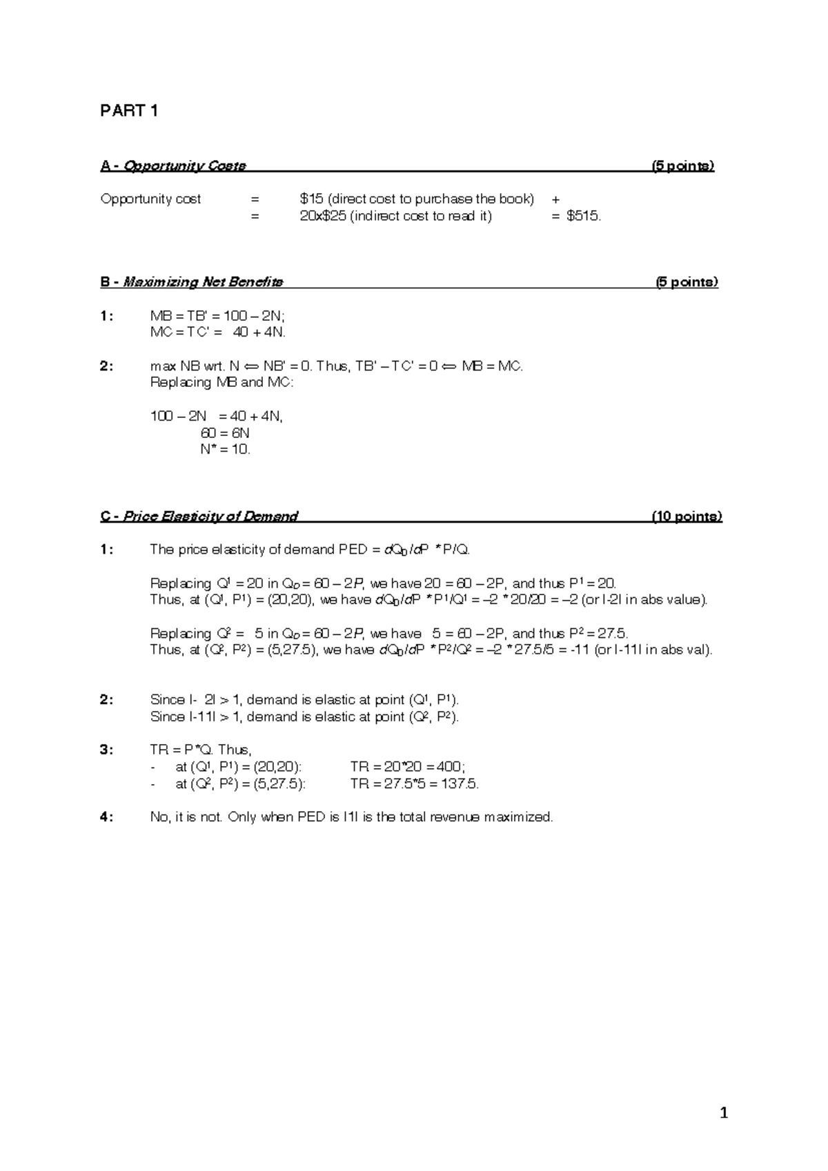 University of Melbourne Microeconomics ECON10004 2021 Assignment 1 ...