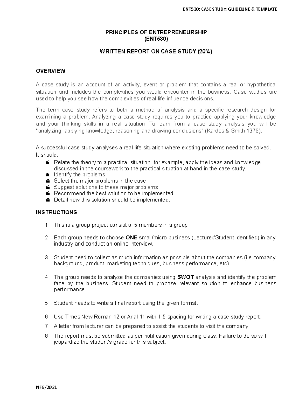 CASE Study Guidelines & Template MAC 2021 - PRINCIPLES OF