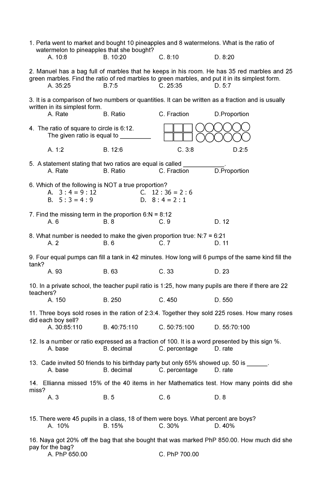 2nd PT Math6 TQ - Periodical Test - Perla Went To Market And Bought 10 ...