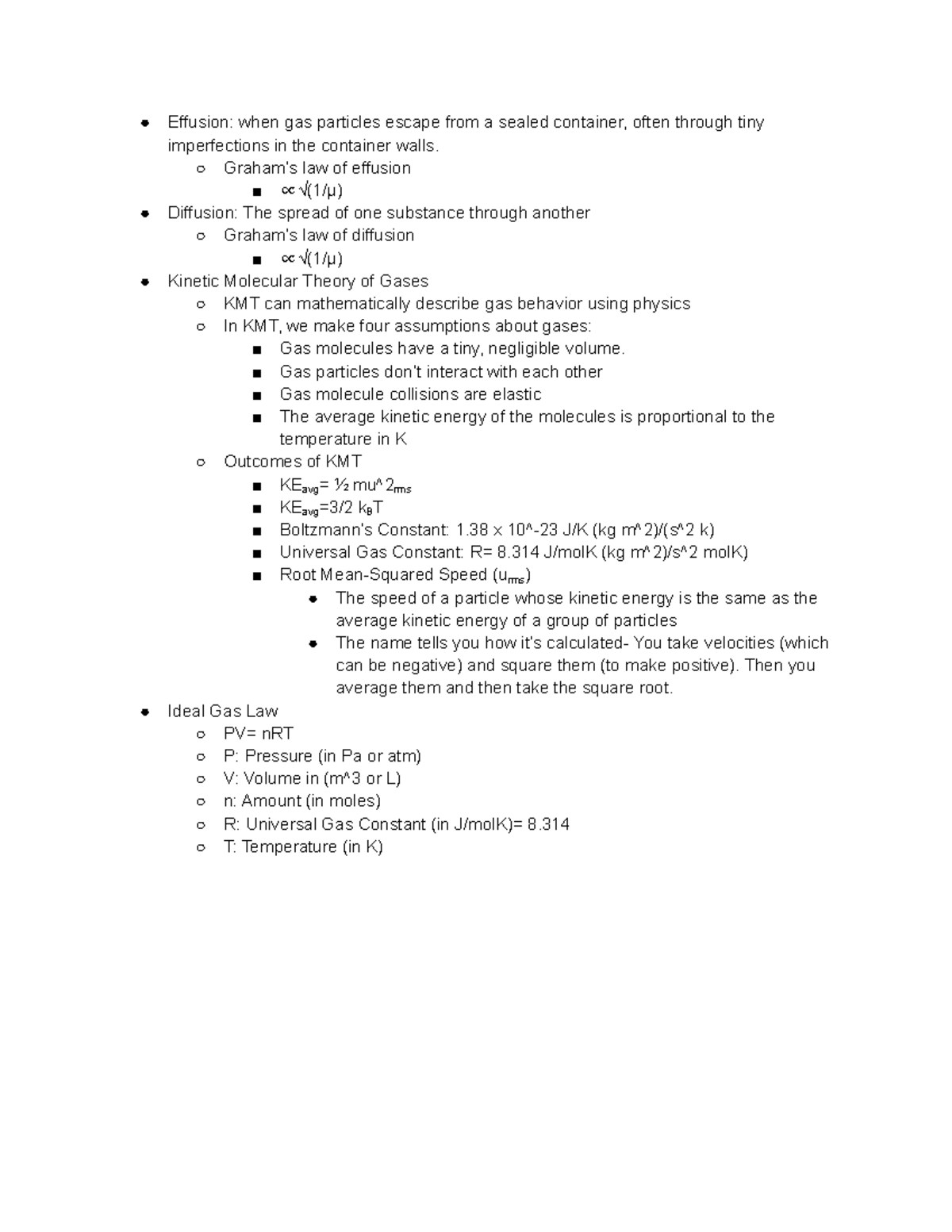 Chapter 9a (chem) - Effusion and Diffusion - Effusion: when gas ...