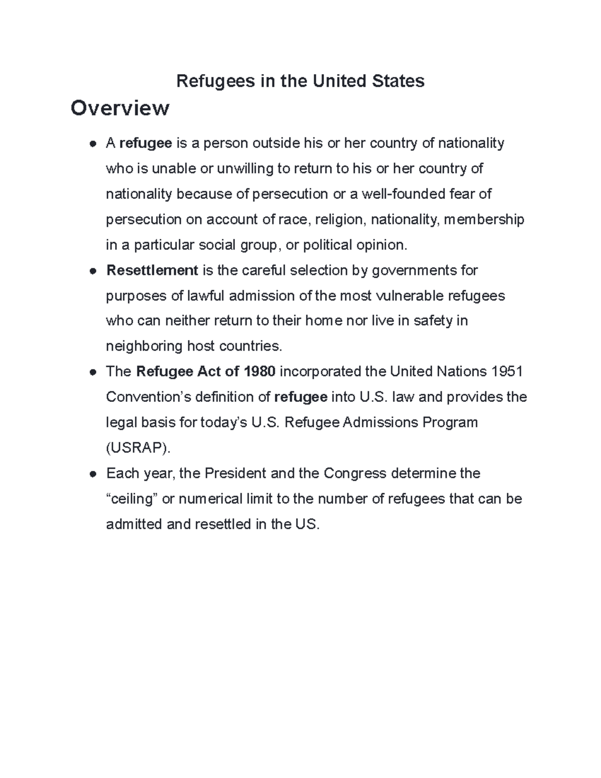 Refugees In The United States - Refugees In The United States Overview ...