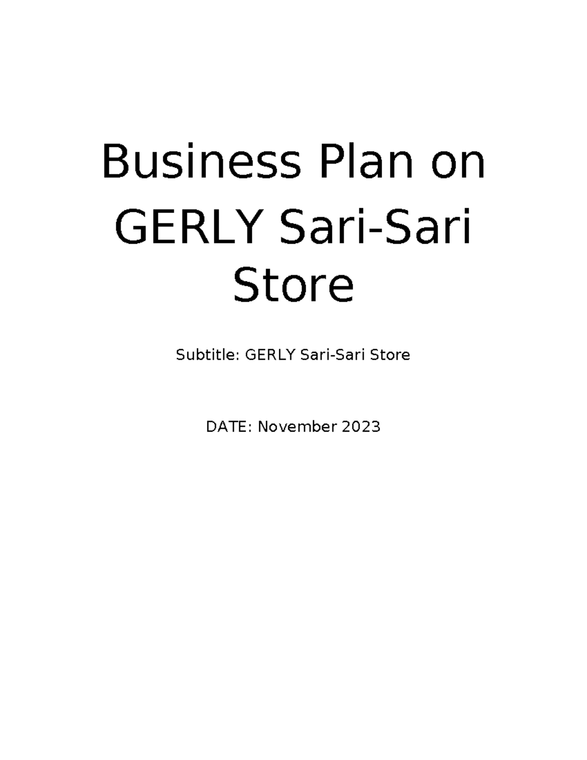 sari sari store business plan executive summary