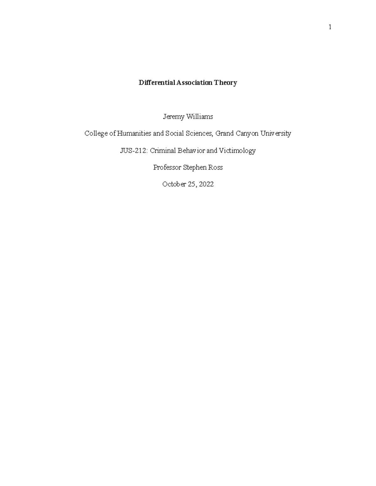 Differential Association Theory Differential Association Theory